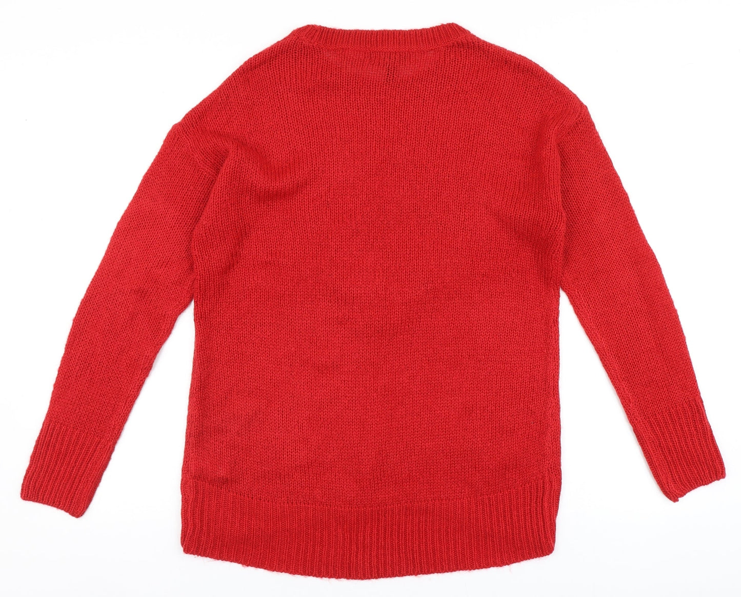 New Look Womens Red Roll Neck  Acrylic Pullover Jumper Size S   - Elf
