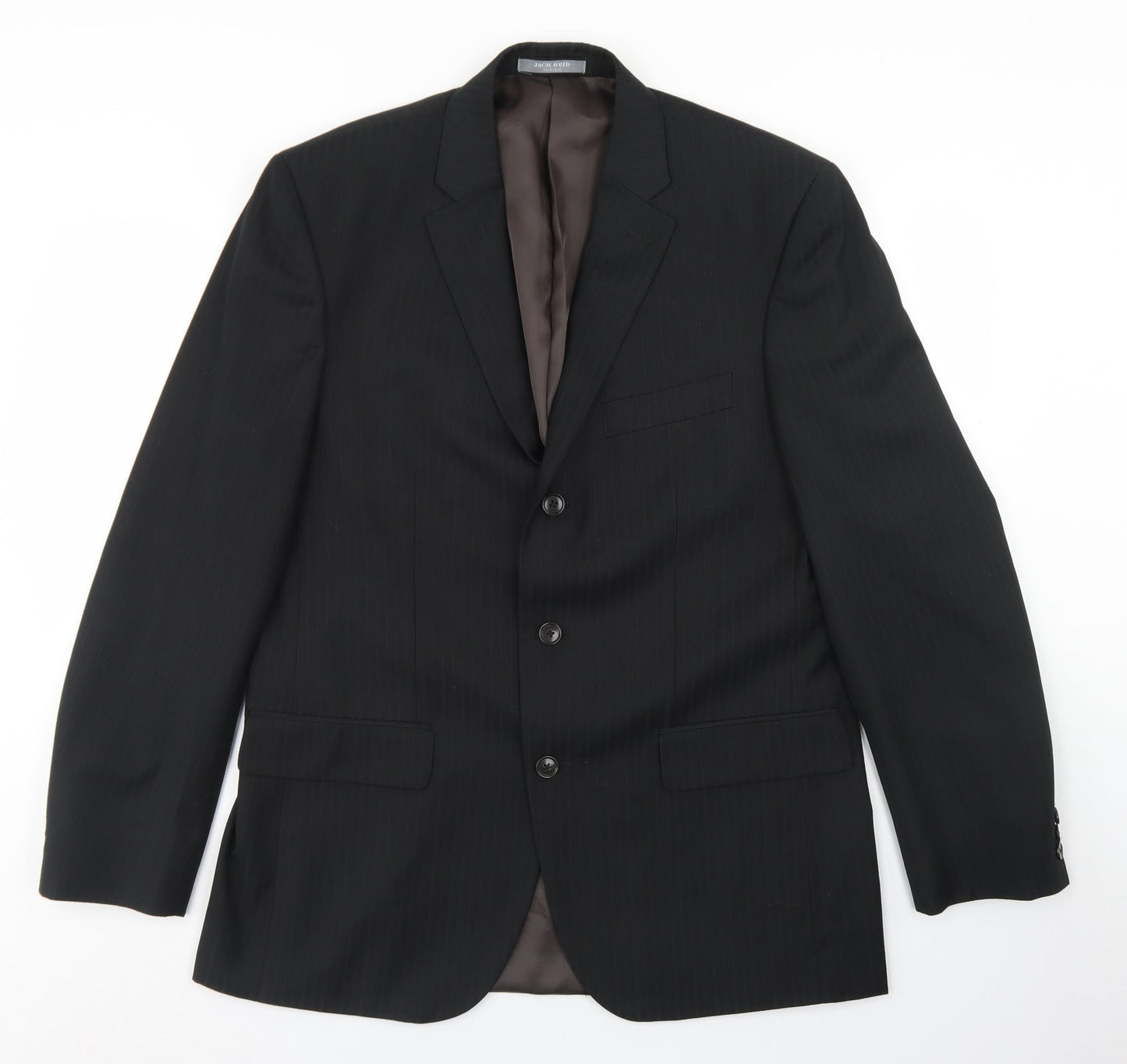 Jack Reid Mens Black Striped Polyester Jacket Blazer Size 42