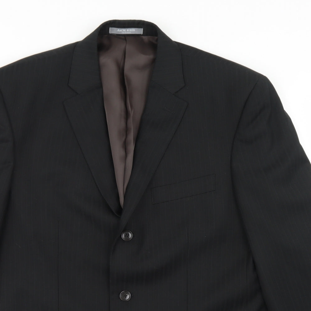 Jack Reid Mens Black Striped Polyester Jacket Blazer Size 42
