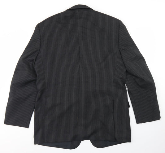 Wellington Mens Black Striped Wool Jacket Blazer Size 42
