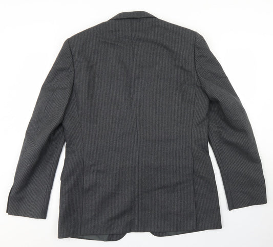 Wellington Mens Grey Striped Wool Jacket Blazer Size 38