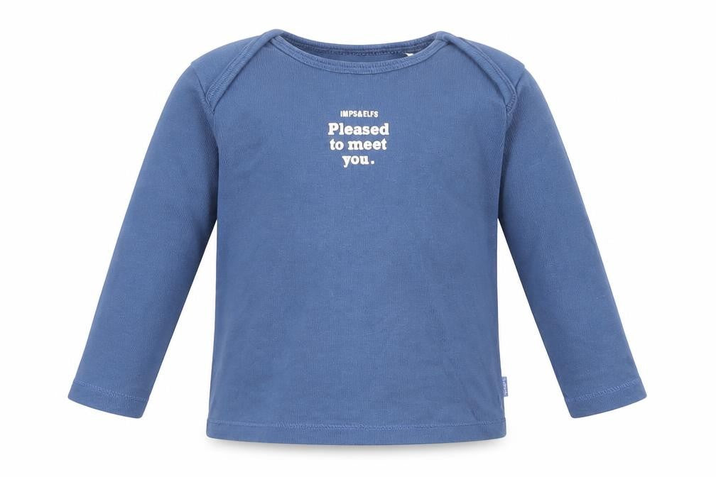 Imps & Elfs Boys Blue  Cotton Basic T-Shirt Size 6-9 Months Crew Neck