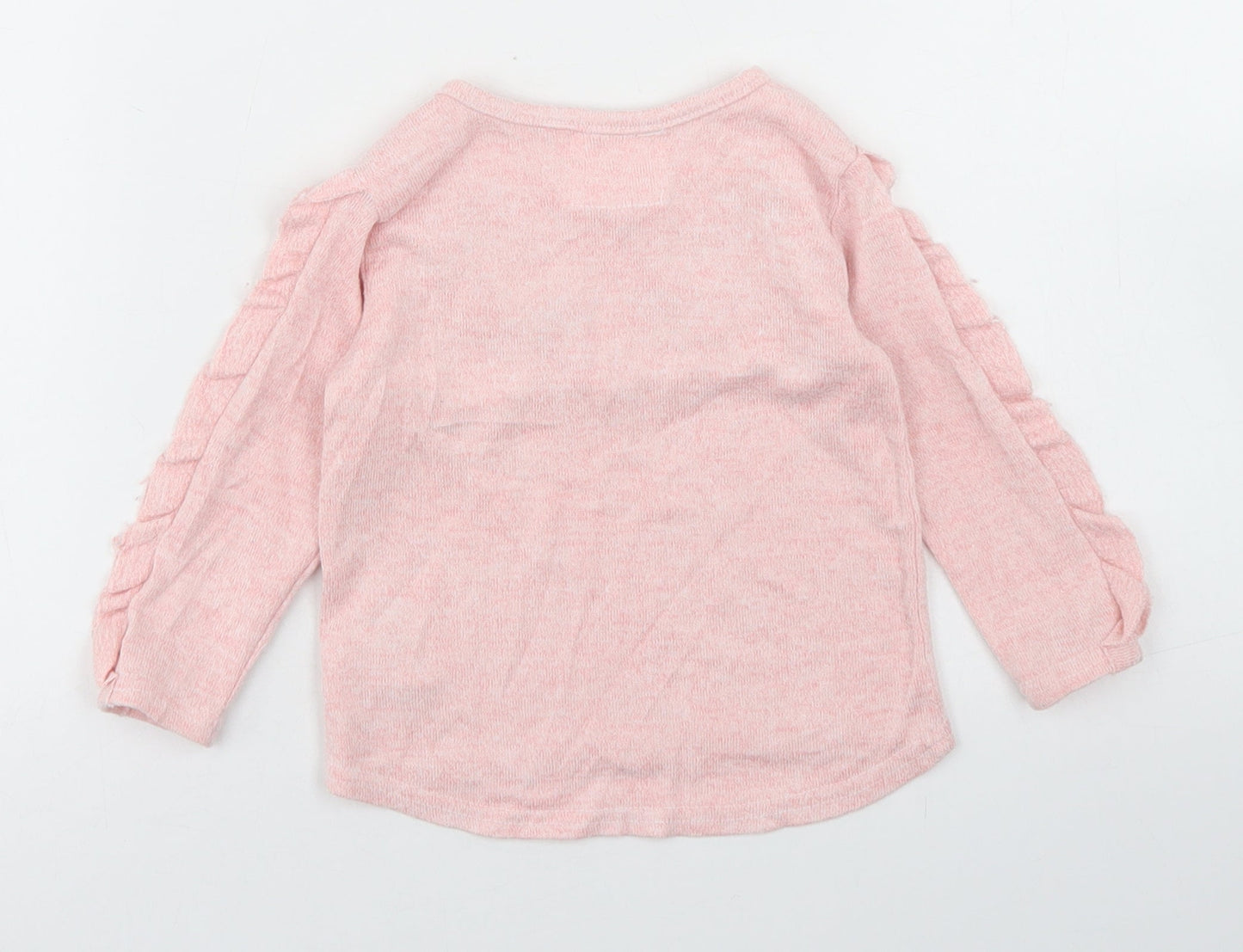 Primark Girls Pink  Viscose Basic T-Shirt Size 6-9 Months Crew Neck  - Ruffle sleeve