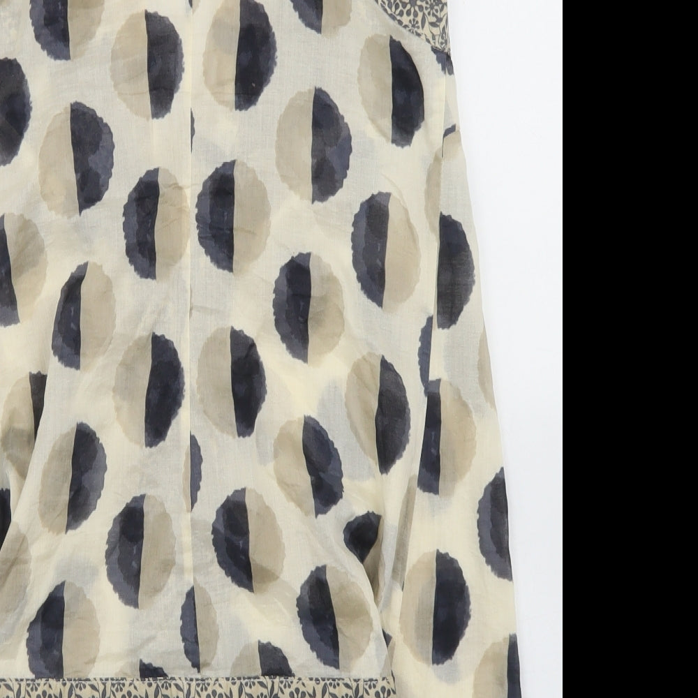 Sandwich_ Womens Beige Polka Dot Cotton Basic Blouse Size 6 V-Neck