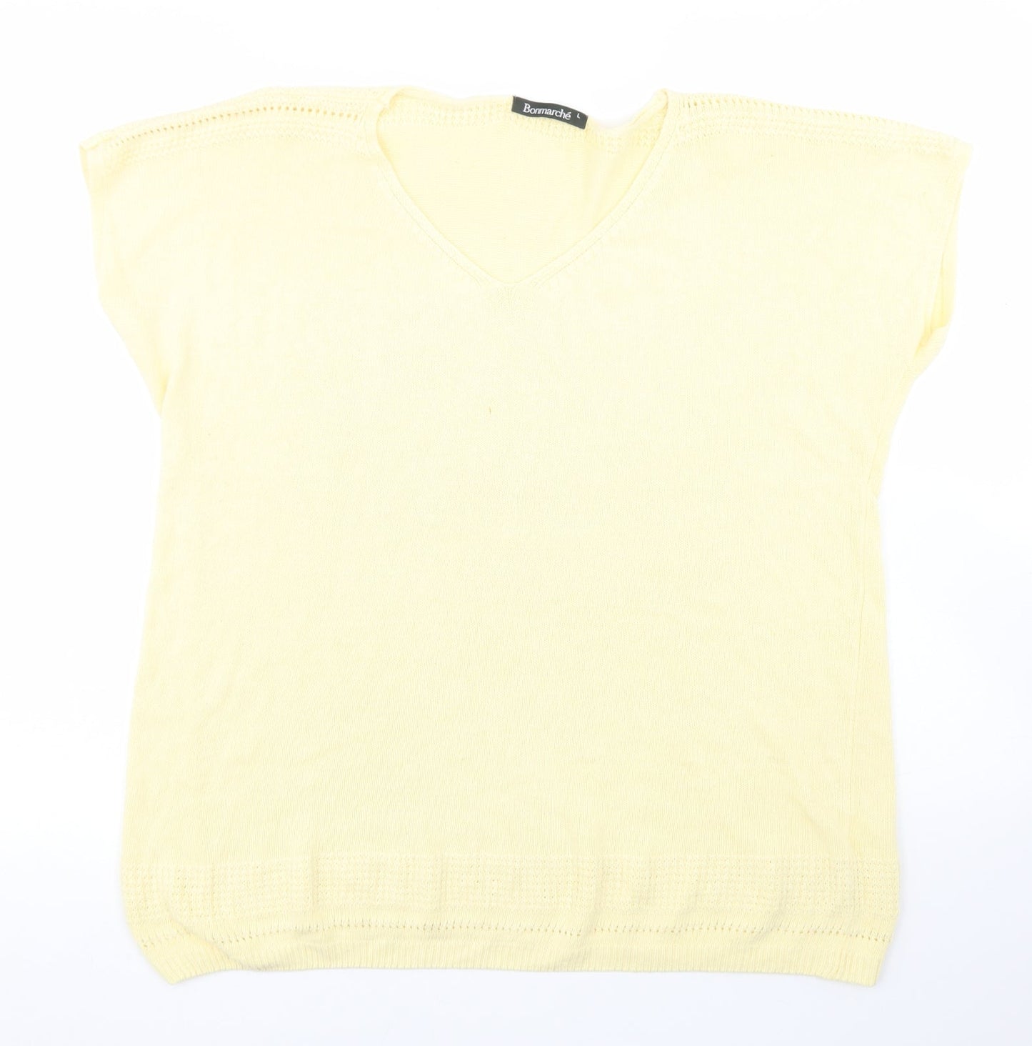 Bonmarche Womens Yellow V-Neck  Viscose Pullover Jumper Size L