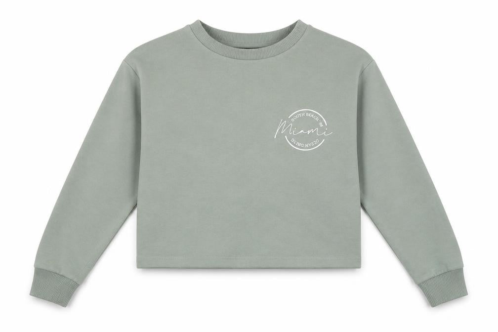 New Look Girls Green Round Neck  Cotton Pullover Jumper Size 10-11 Years   - Miami