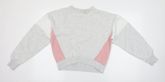 H&M Womens Grey Round Neck  Cotton Pullover Jumper Size 12