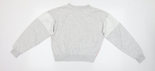 H&M Womens Grey Round Neck  Cotton Pullover Jumper Size 12