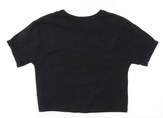 George Girls Black  Cotton Basic T-Shirt Size 12-13 Years Round Neck  - Be Kind