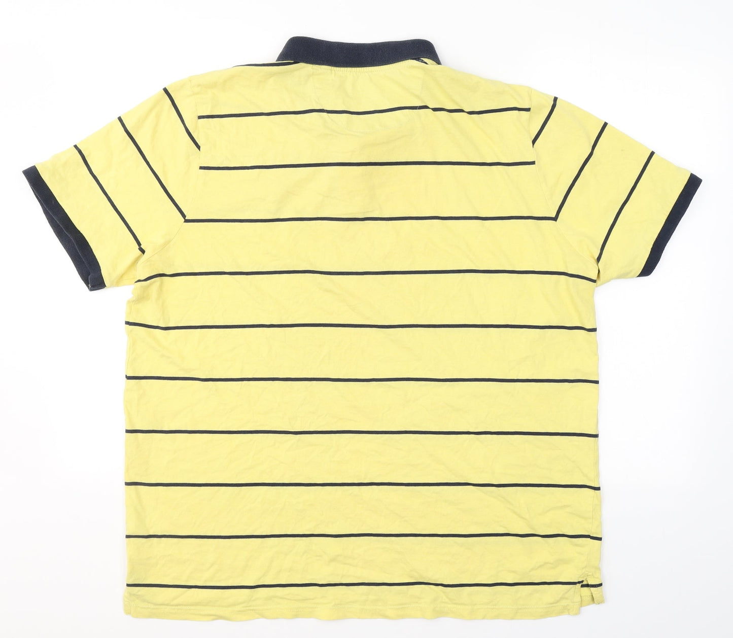 Maddison Mens Yellow Striped Cotton  T-Shirt Size Big 2X Collared