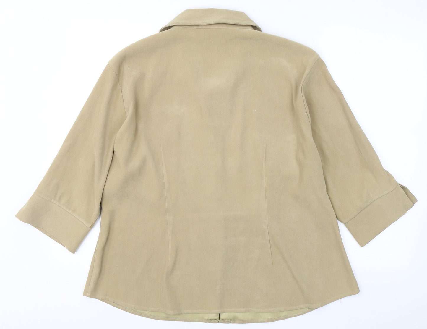 Sara Woman Womens Beige  Polyester Basic Button-Up Size 20 V-Neck