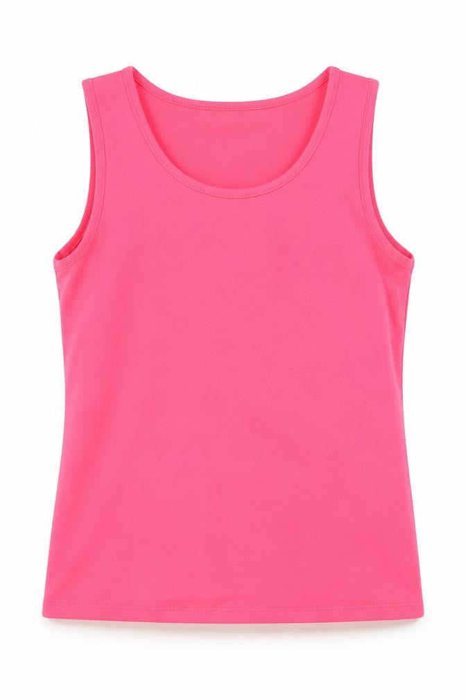 Dunnes Girls Pink  Polyester Basic Tank Size 10-11 Years Round Neck