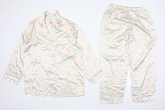 Amanda Steward Womens Pink Floral Polyester Top Pyjama Set Size XS  Button