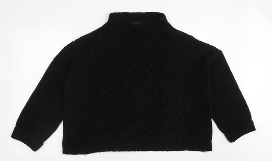 NEXT Womens Black High Neck Argyle/Diamond Acrylic Pullover Jumper Size L