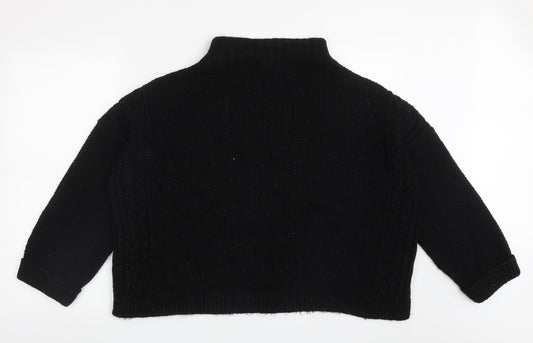 NEXT Womens Black High Neck Argyle/Diamond Acrylic Pullover Jumper Size L