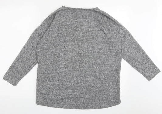 New Look Womens Grey Crew Neck  Polyester Pullover Jumper Size M