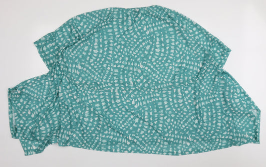 bonmarch Womens Green Animal Print Polyester Basic Blouse Size XL Crew Neck