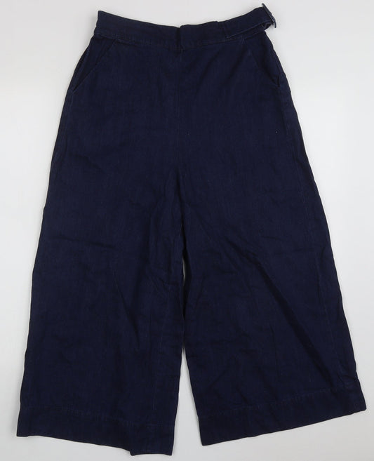 Preworn Womens Blue  Cotton Cropped Trousers Size 28 L20 in Regular Buckle