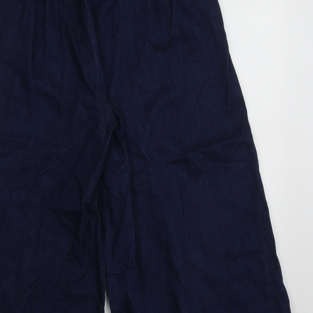 Preworn Womens Blue  Cotton Cropped Trousers Size 28 L20 in Regular Buckle