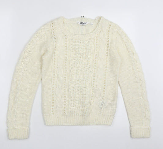 Generation New Look Girls White Crew Neck Geometric Acrylic Pullover Jumper Size 12-13 Years  Zip