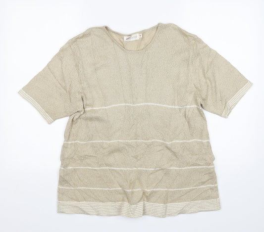 Bonmarché Womens Beige Round Neck  Acrylic Pullover Jumper Size M