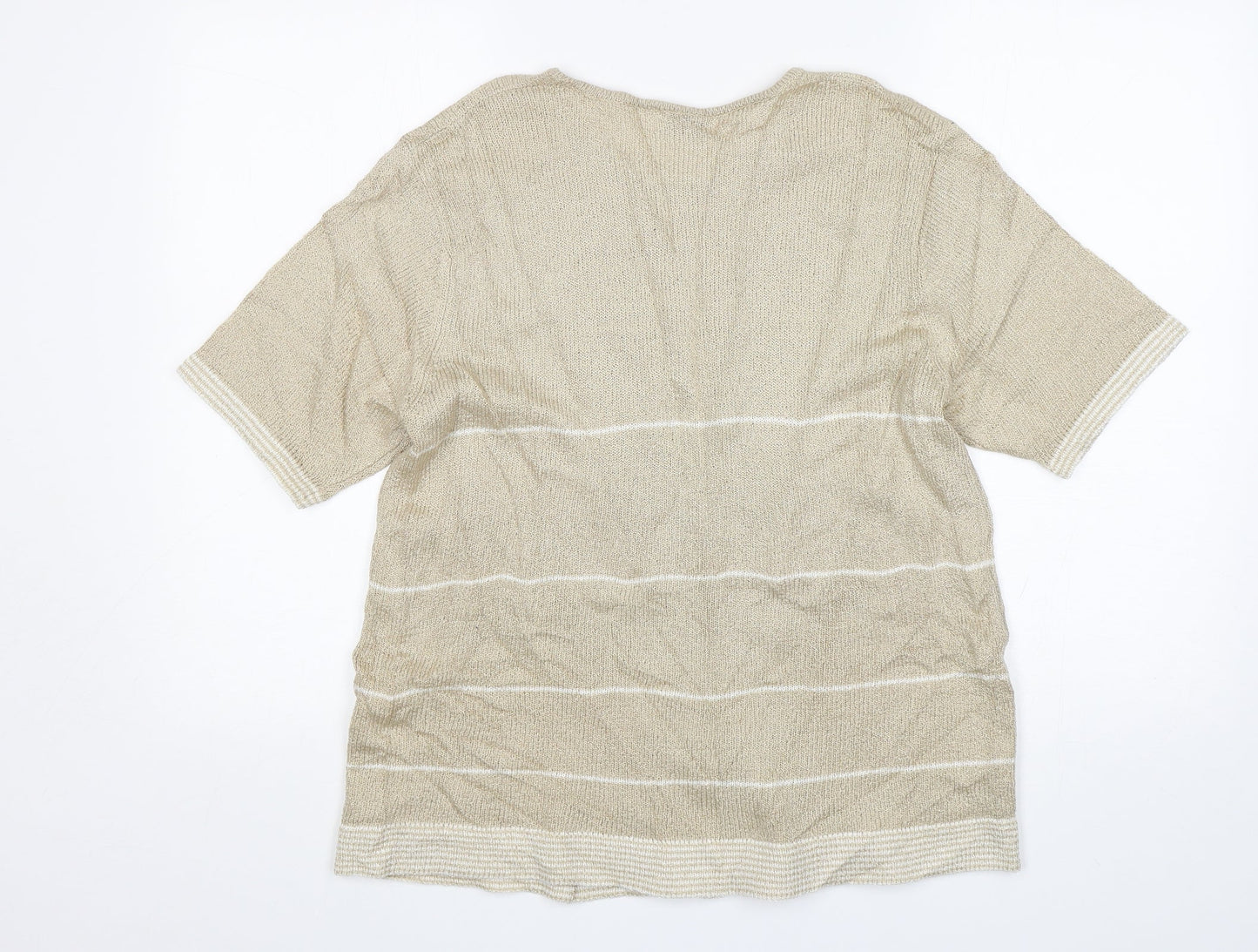 Bonmarché Womens Beige Round Neck  Acrylic Pullover Jumper Size M