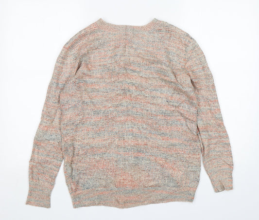 Frenchi Womens Multicoloured Round Neck Striped Cotton Pullover Jumper Size S
