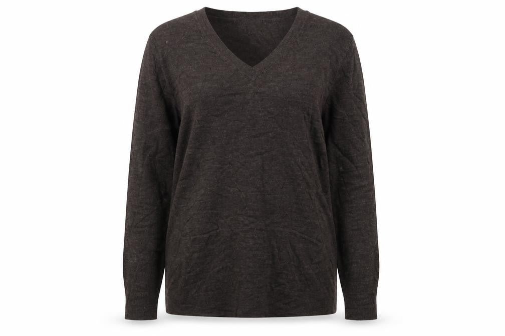 H&M Womens Brown V-Neck  Acrylic Pullover Jumper Size S