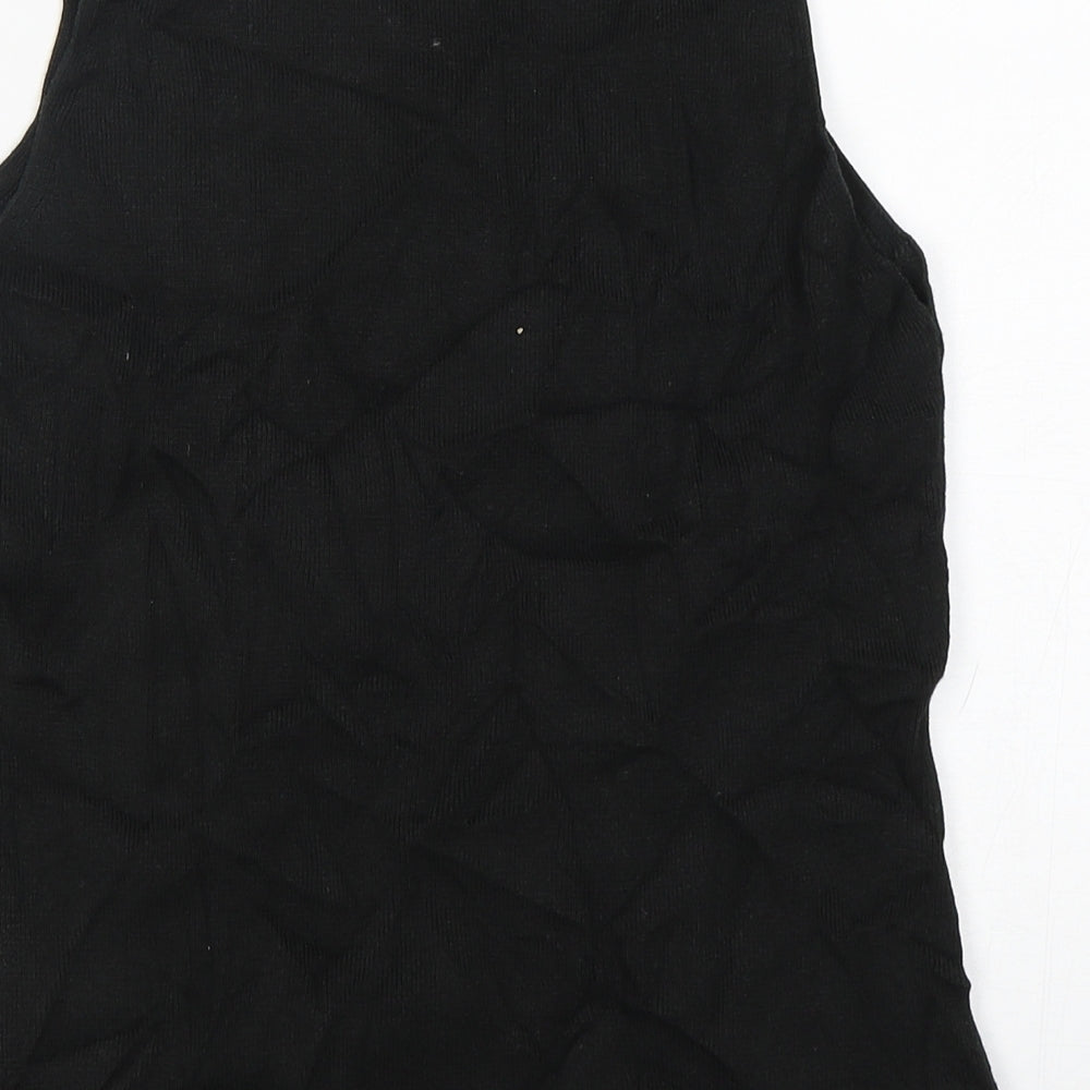 Lyn's Womens Black  Polyester Basic Tank Size L Square Neck