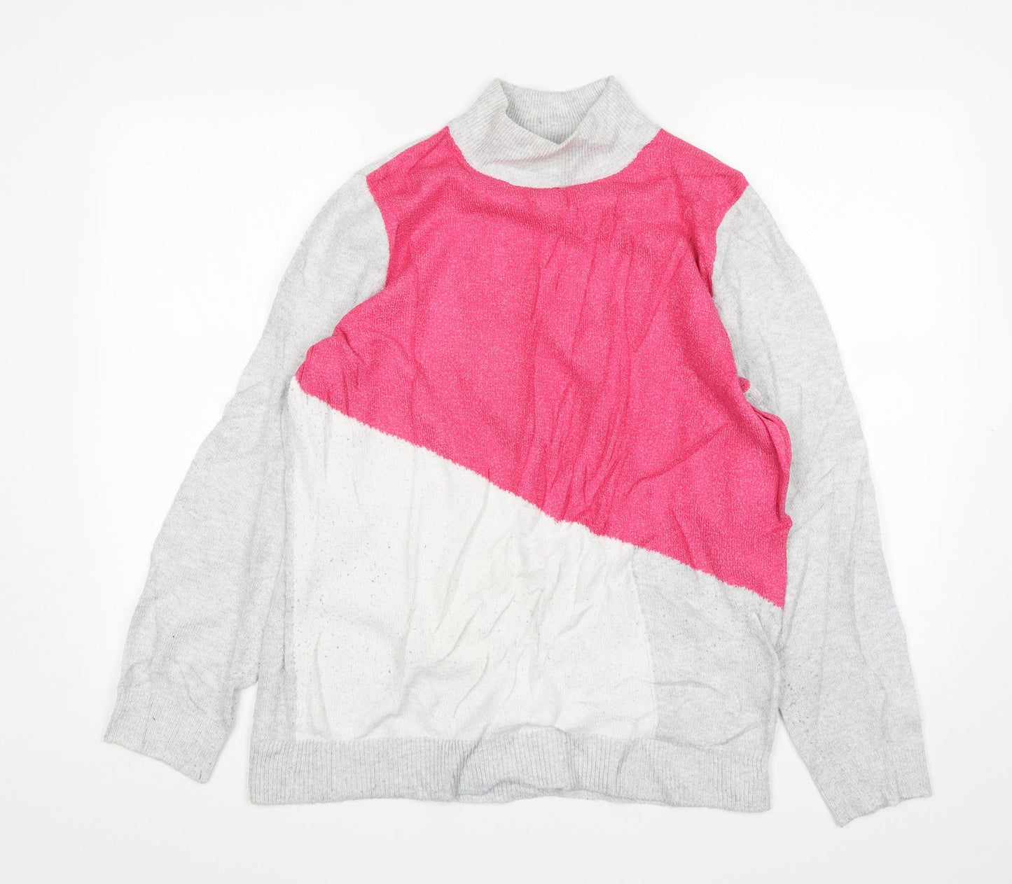 Bonmarche Womens Multicoloured Mock Neck  Polyester Pullover Jumper Size 16