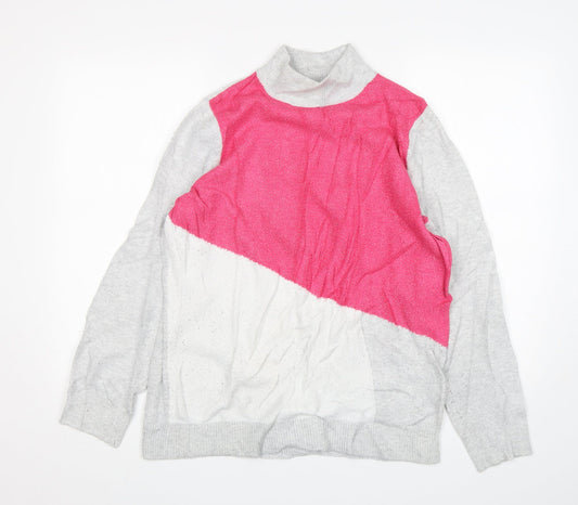 Bonmarche Womens Multicoloured Mock Neck  Polyester Pullover Jumper Size 16