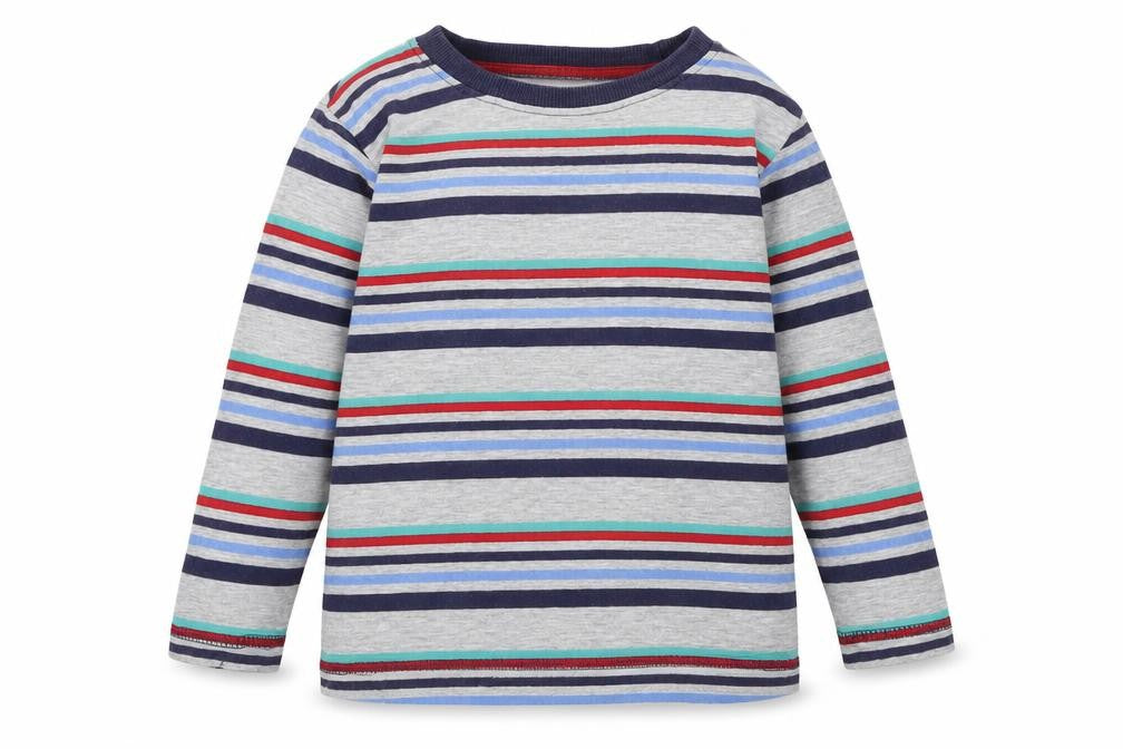 St Bernard Boys Multicoloured Striped Cotton Basic T-Shirt Size 18-24 Months Round Neck