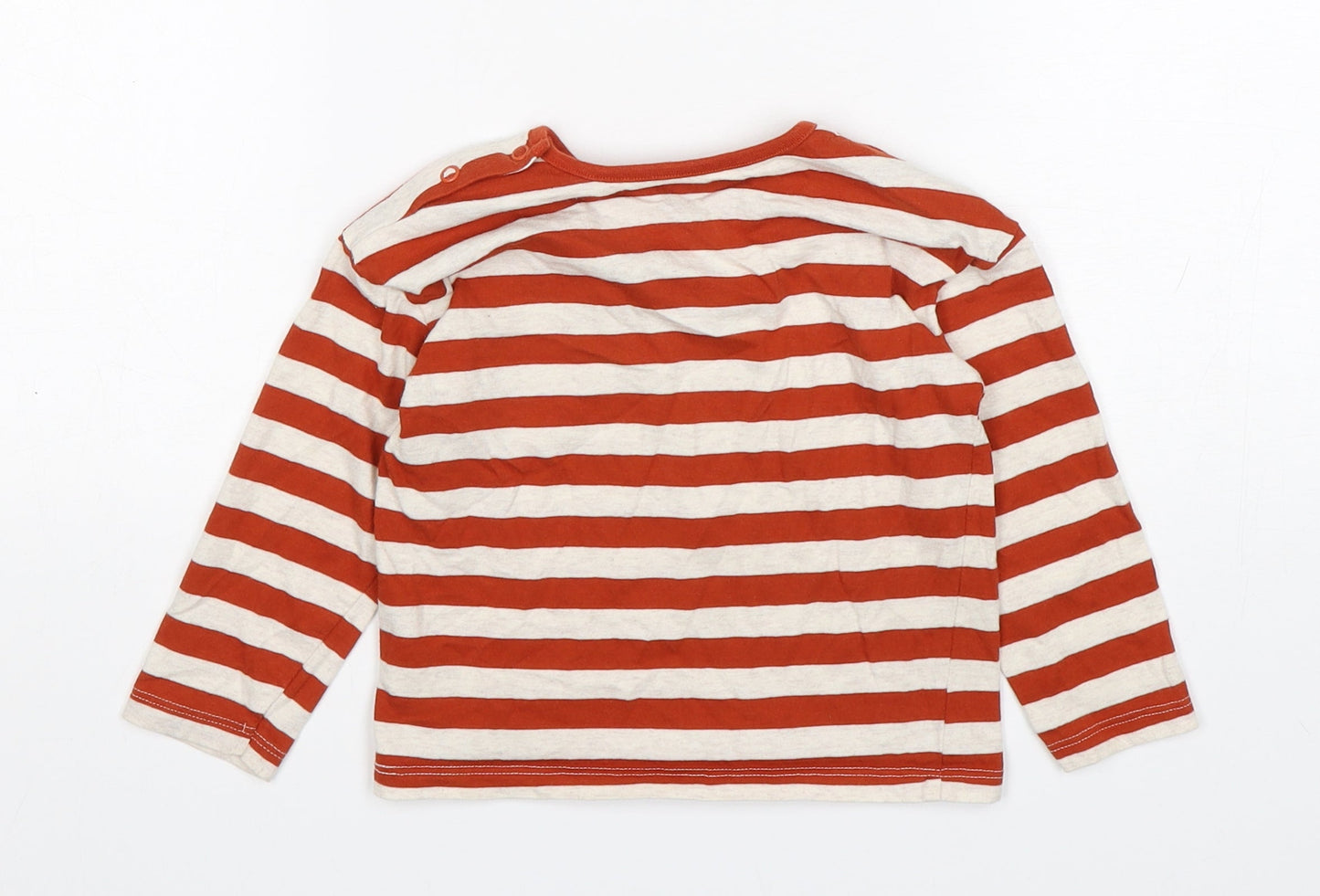 F&F Boys Multicoloured Striped Cotton Basic T-Shirt Size 18-24 Months Round Neck