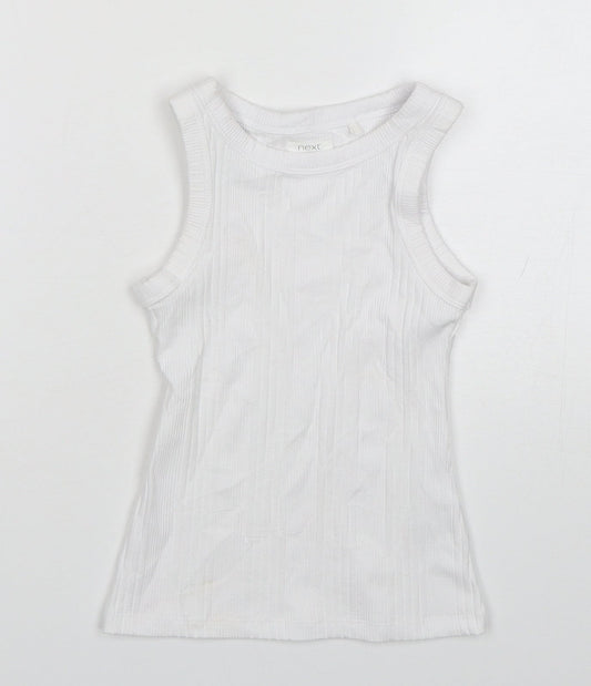 NEXT Girls White  Cotton Basic Tank Size 4 Years Round Neck