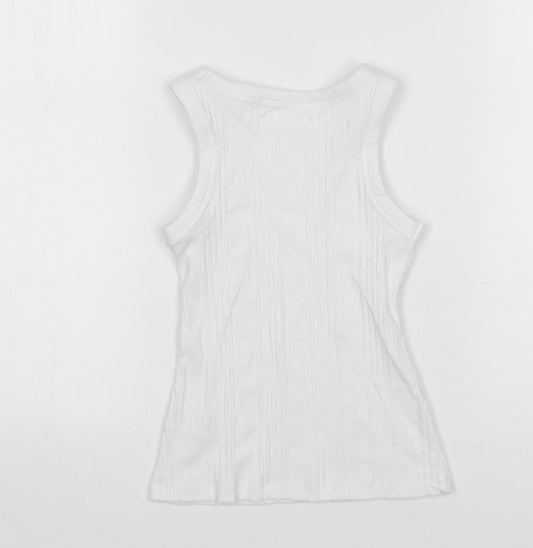NEXT Girls White  Cotton Basic Tank Size 4 Years Round Neck