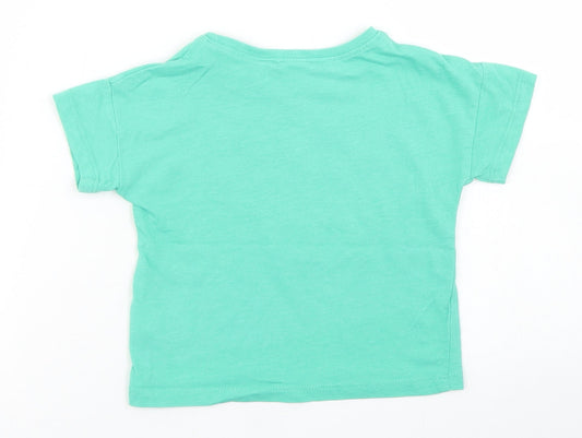 NEXT Girls Green  Cotton Basic T-Shirt Size 9-12 Months Crew Neck