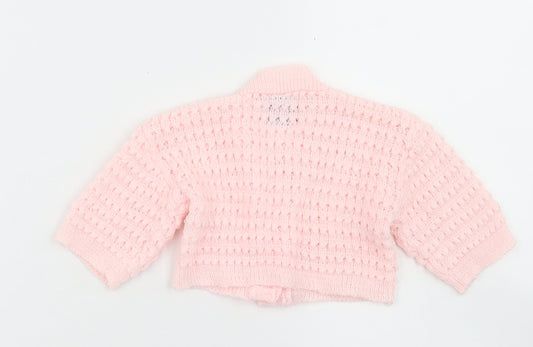 Bebe Bonito Girls Pink  Acrylic Cardigan Jumper Size 3-6 Months  Button
