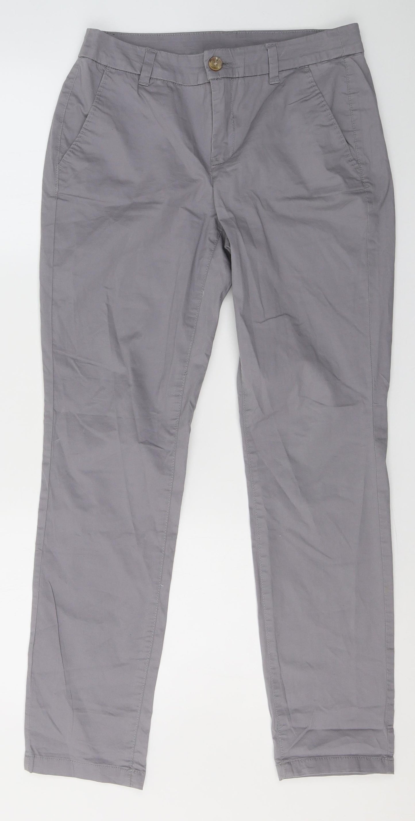 Preworn Womens Grey  Polyester Trousers  Size 8 L29 in Regular Button