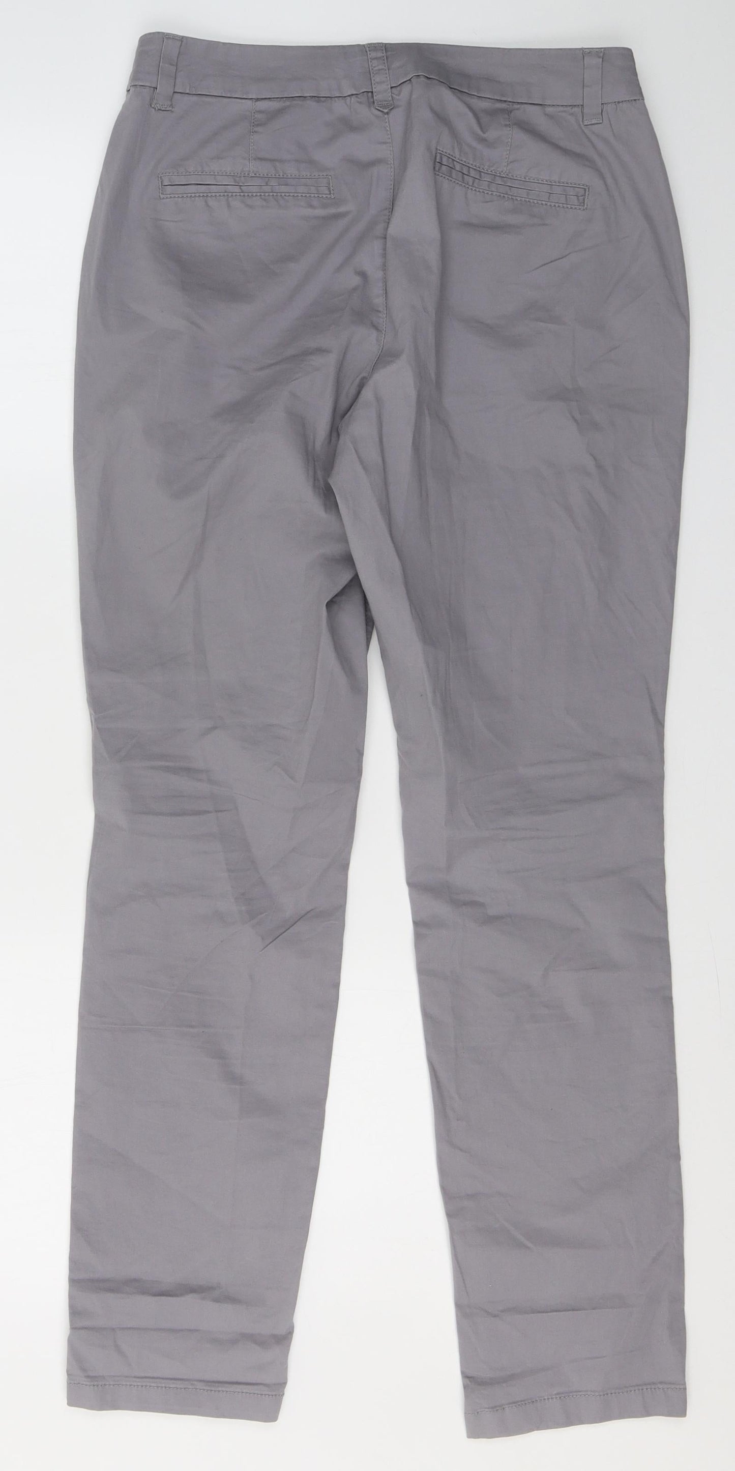Preworn Womens Grey  Polyester Trousers  Size 8 L29 in Regular Button