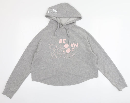 Just Cool Womens Grey  Polyester Pullover Hoodie Size S   - Cropped