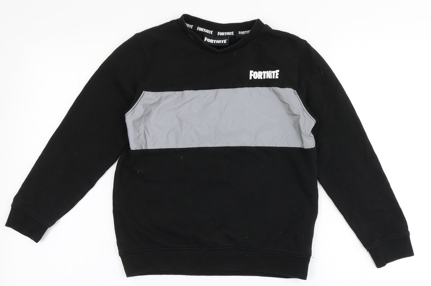 Primark Boys Black  Cotton Pullover Sweatshirt Size S   - Fortnite
