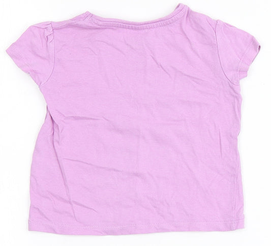 Primark Girls Purple  100% Cotton Basic T-Shirt Size 12-18 Months Round Neck  - Sunshine