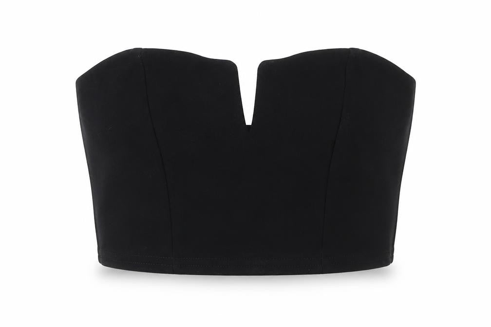 Boohoo Womens Black  Polyester Cropped Blouse Size 6 V-Neck