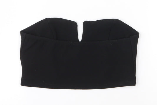Boohoo Womens Black  Polyester Cropped Blouse Size 6 V-Neck