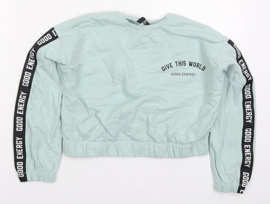 George Girls Green  Cotton Pullover Sweatshirt Size 7-8 Years  Pullover - Give This World Good Energy
