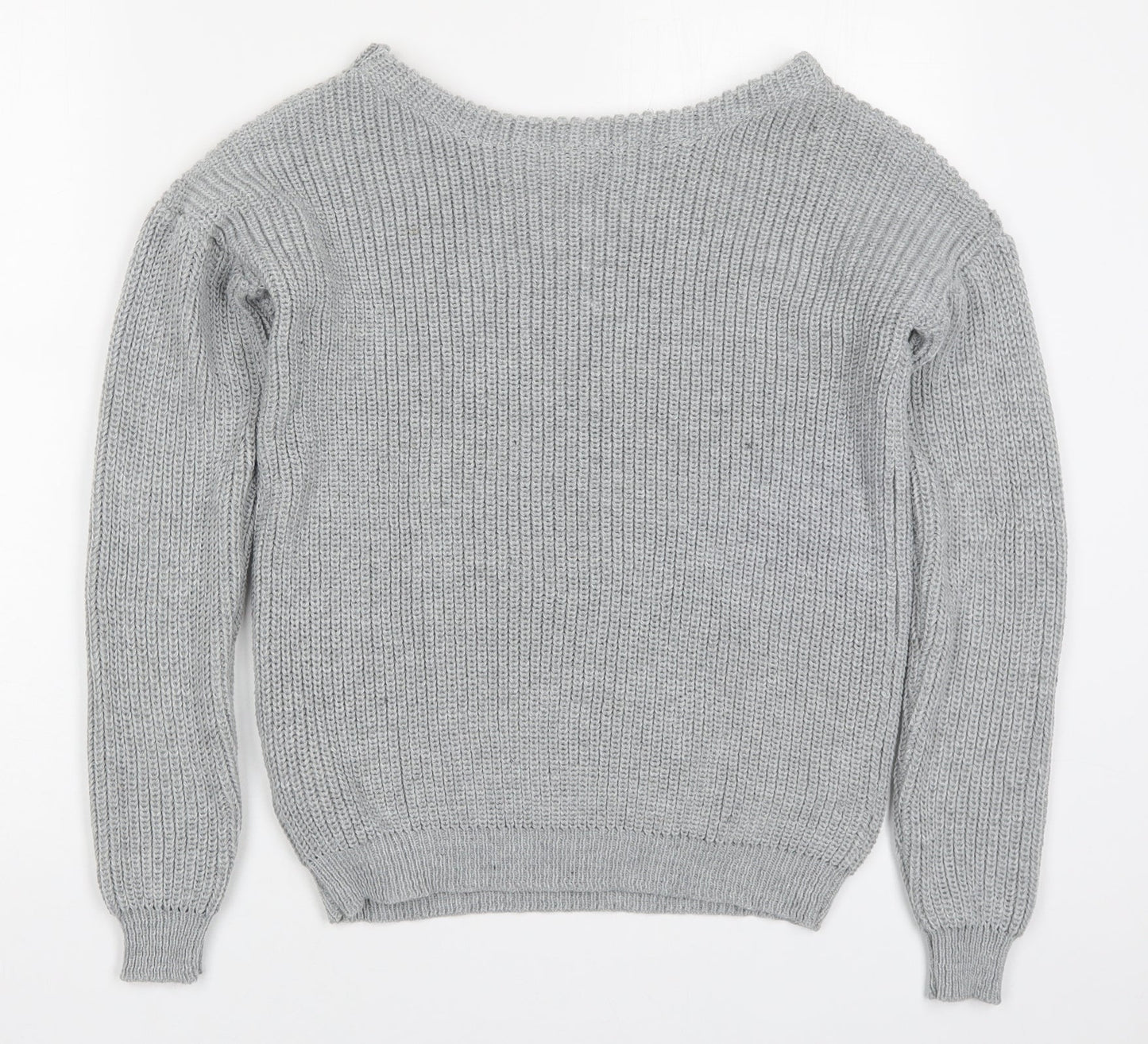 Missguided Womens Grey Round Neck  Acrylic Pullover Jumper Size S