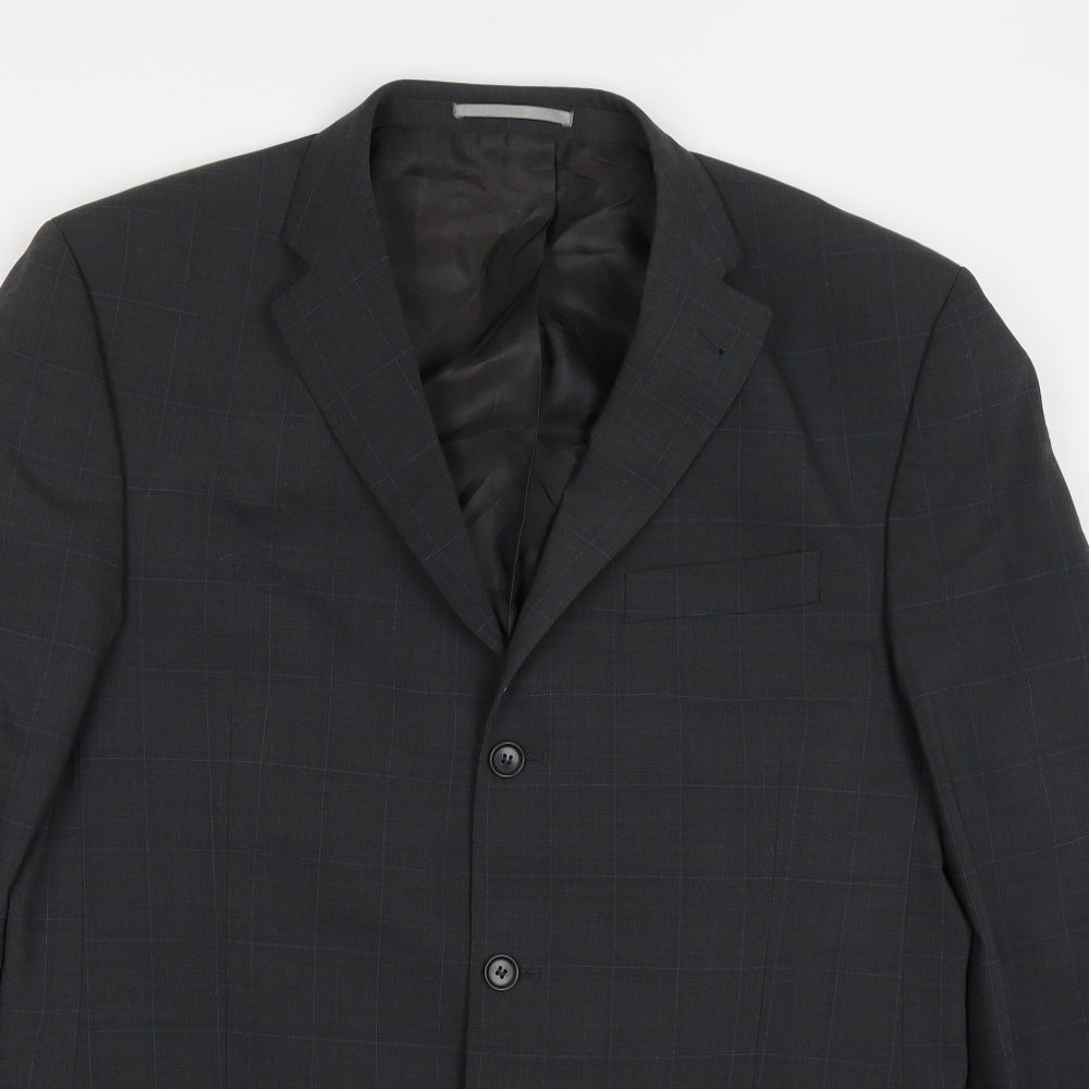 NEXT Mens Grey Check Polyester Jacket Suit Jacket Size 42