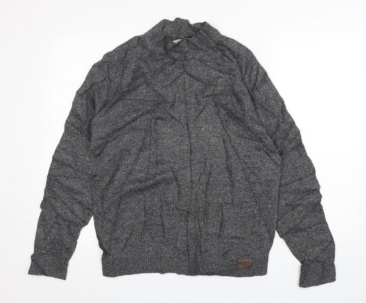 Hollister  Womens Grey Mock Neck  Cotton Pullover Jumper Size L