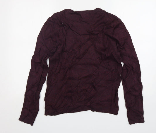 Topman Mens Purple Round Neck  Cotton Pullover Jumper Size S