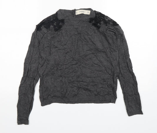 Zara Womens Grey Round Neck  Acrylic Pullover Jumper Size M
